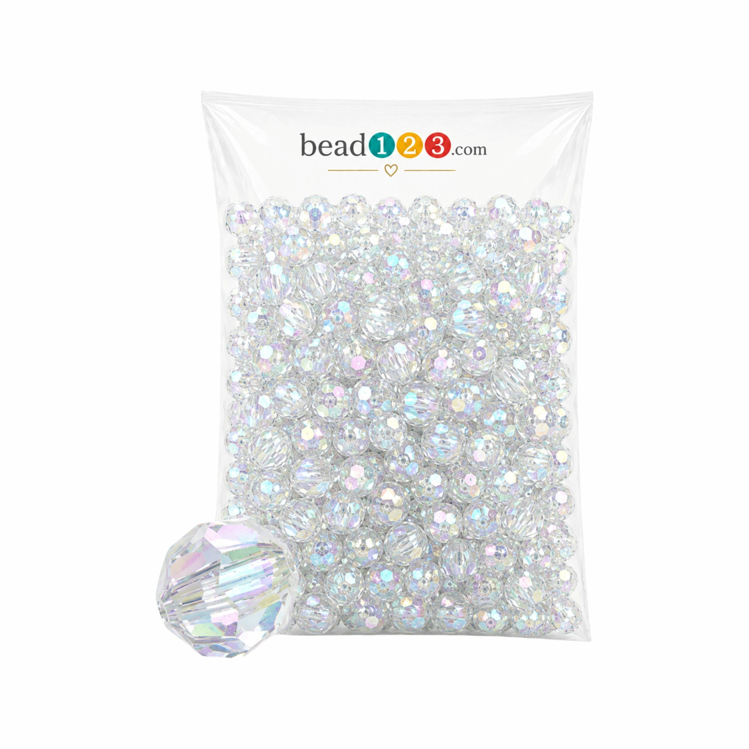 Round Faceted - 10mm - 500 Gram - 1000 Pieces - AB