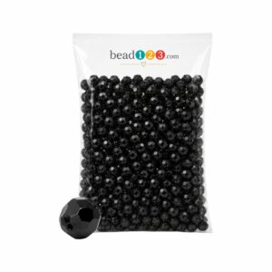 Round Faceted - 10mm - 500 Gram - 1000 Pieces - Black