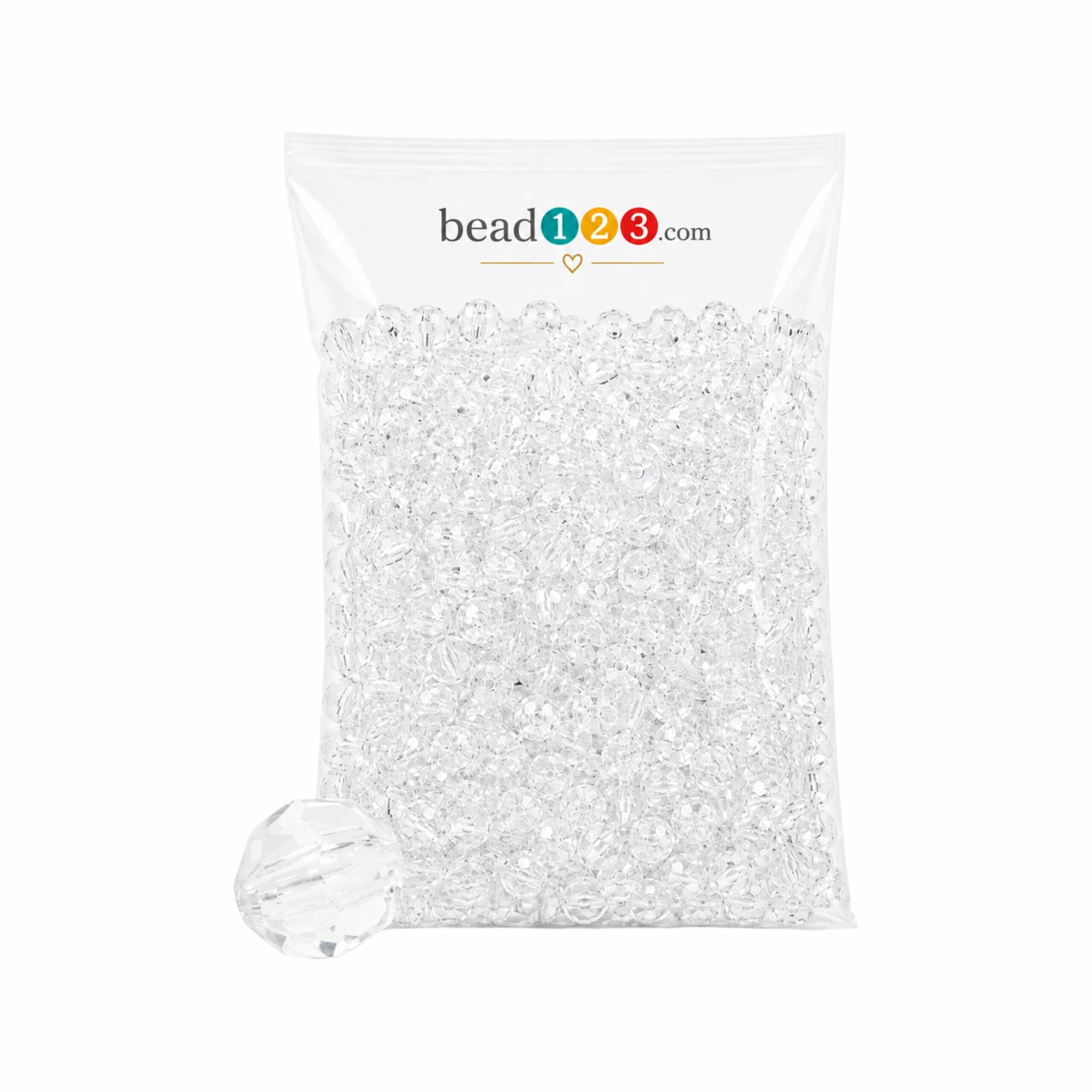 Round Faceted - 10mm - 500 Gram - 1000 Pieces - Clear