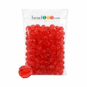 Round Faceted - 12mm - 500 Gram - 580 Pieces - Light Red