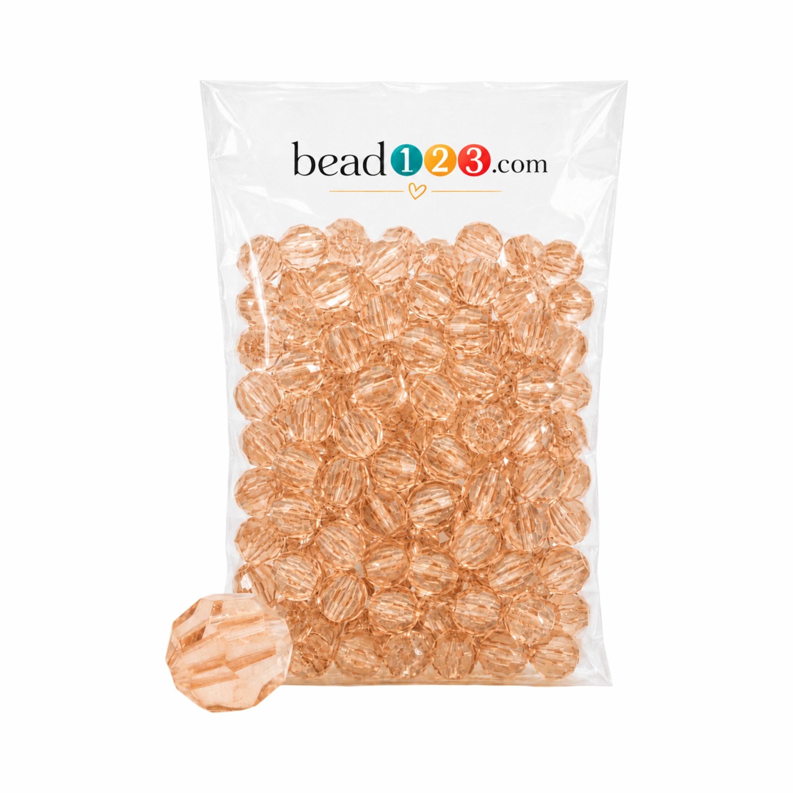 Round Faceted - 12mm - 500 Gram - 580 Pieces - Peach