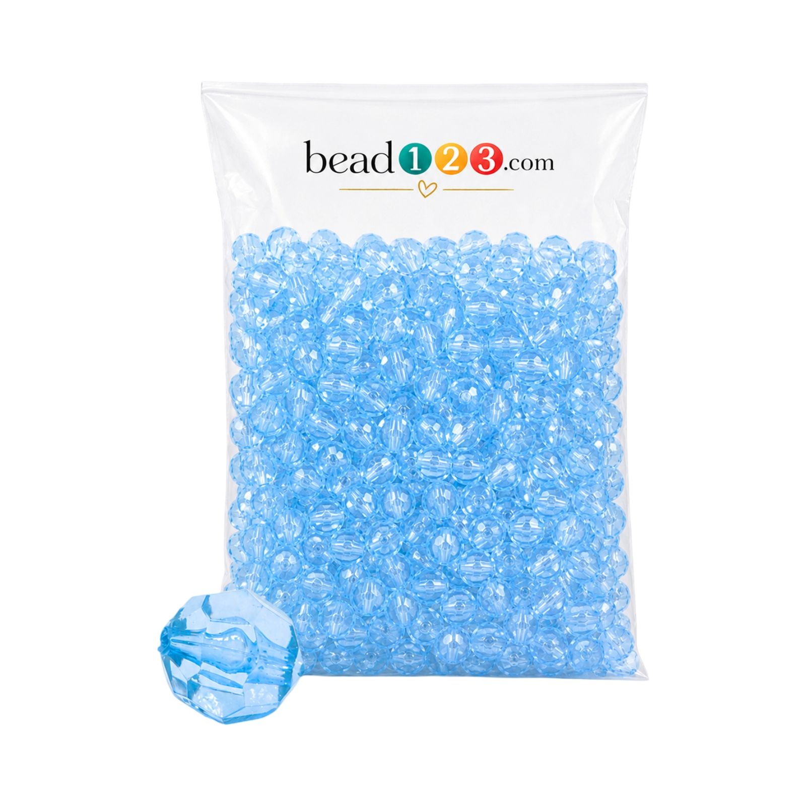 Round Faceted - 6mm - 500 Gram - 5600 Pieces - Light Blue