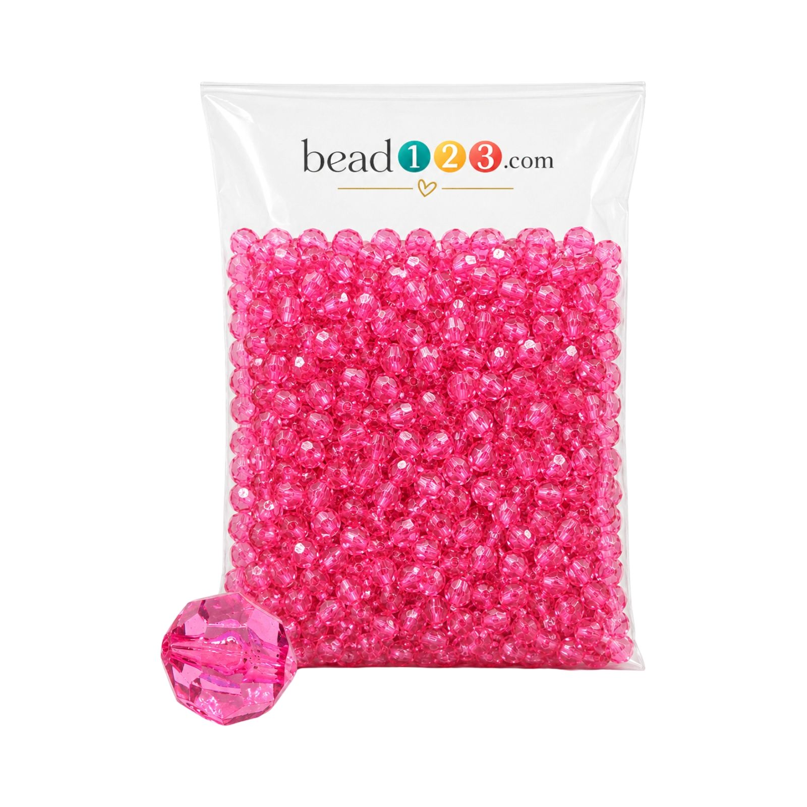 Round Faceted - 6mm - 500 Gram - 5600 Pieces - Dark Pink