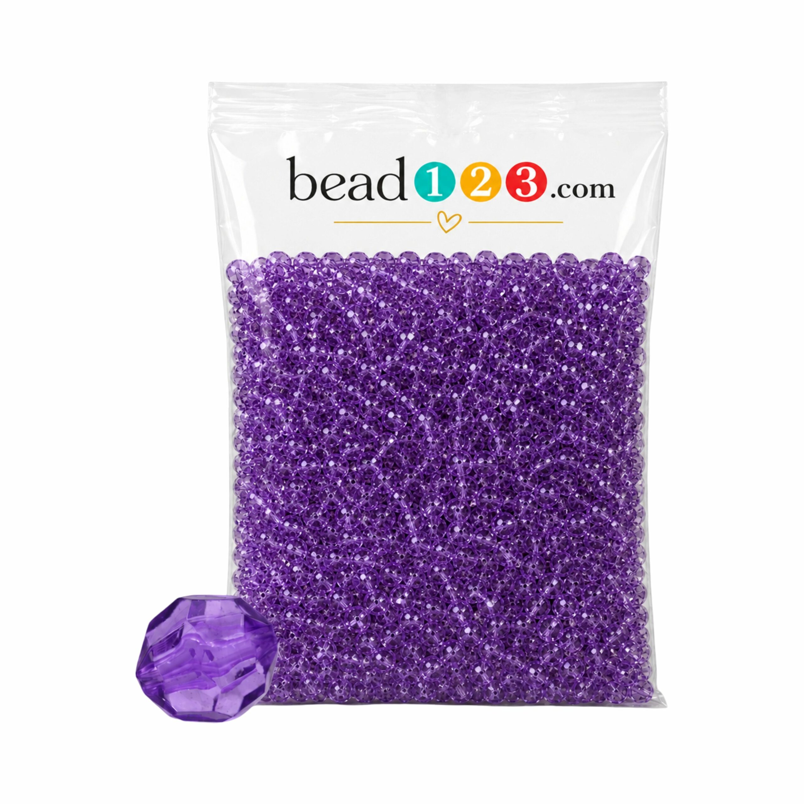 Round Faceted - 8mm - 500 Gram - 2000 Pieces - Purple