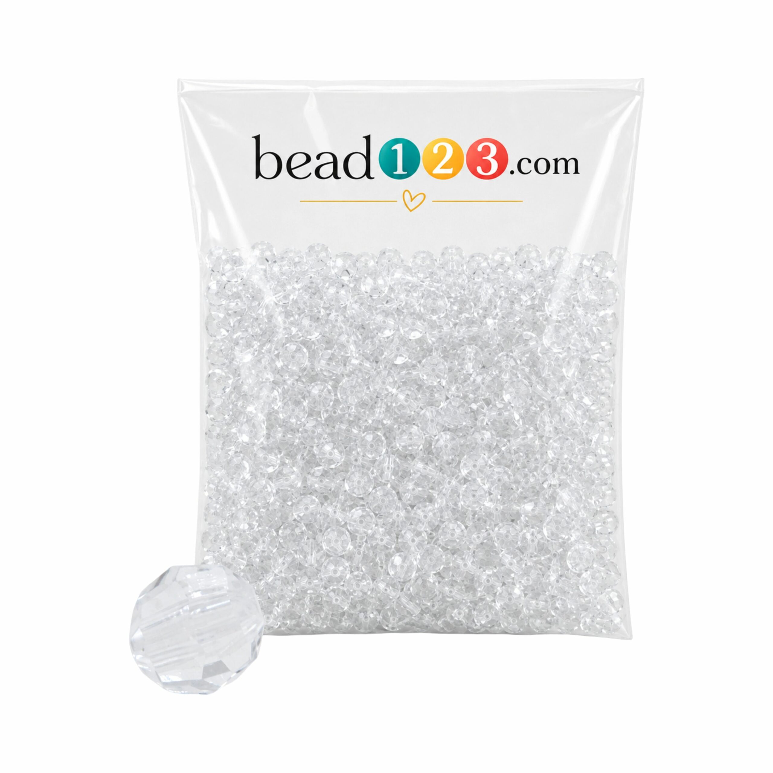 Round Faceted - 8mm - 500 Gram - 2000 Pieces - Clear