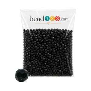 Round Faceted - 6mm - 500 Gram - 5600 Pieces - Jet