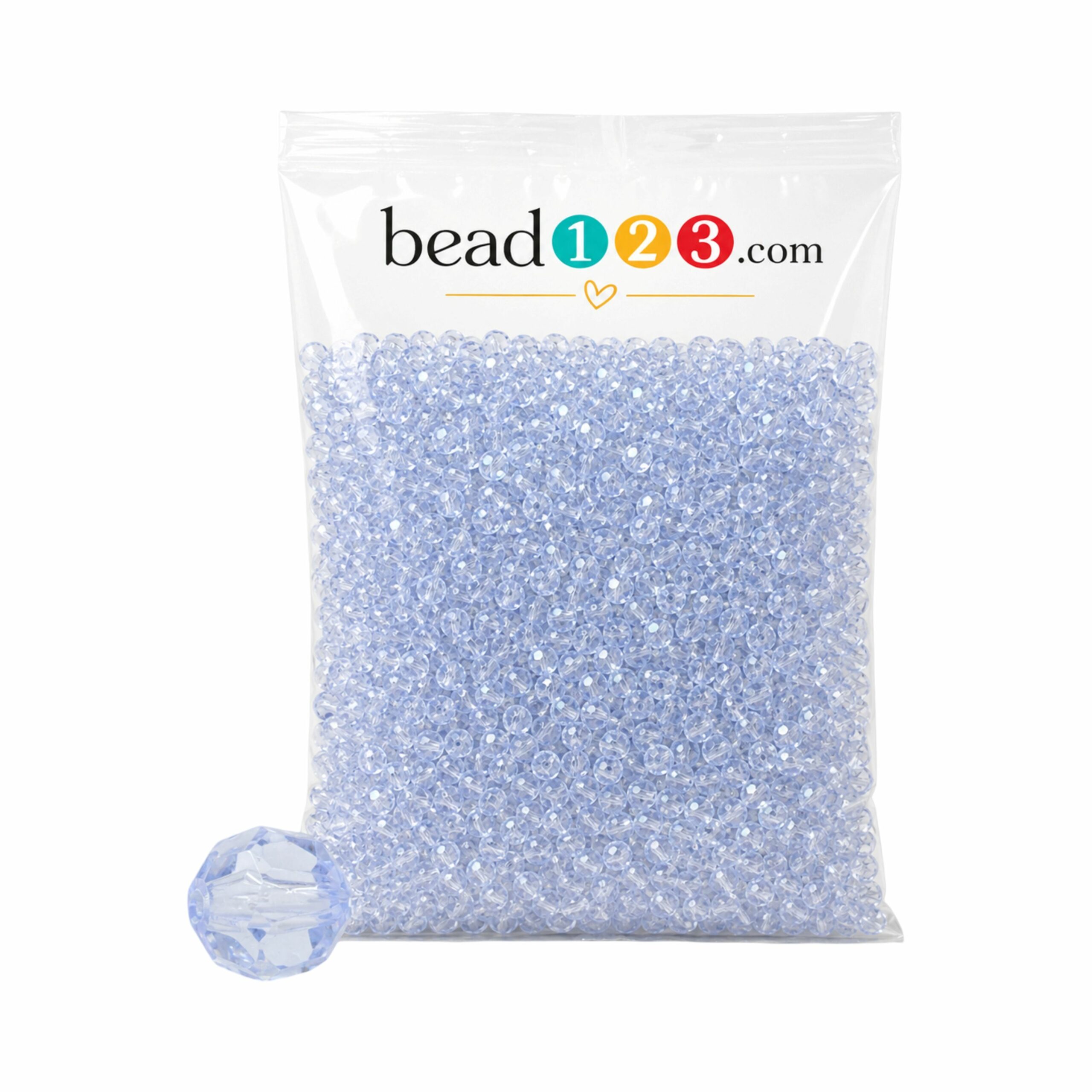Round Faceted - 8mm - 500 Gram - 2000 Pieces - Light Blue