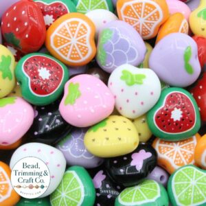 Fruit Heart Bead - Mix Fruit - 25mm