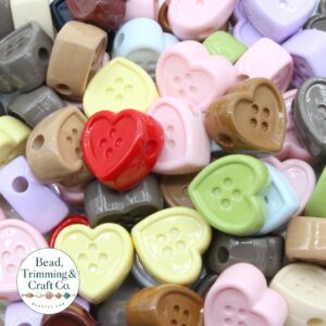 Button Bead - Heart - 18mm - Mix Colour