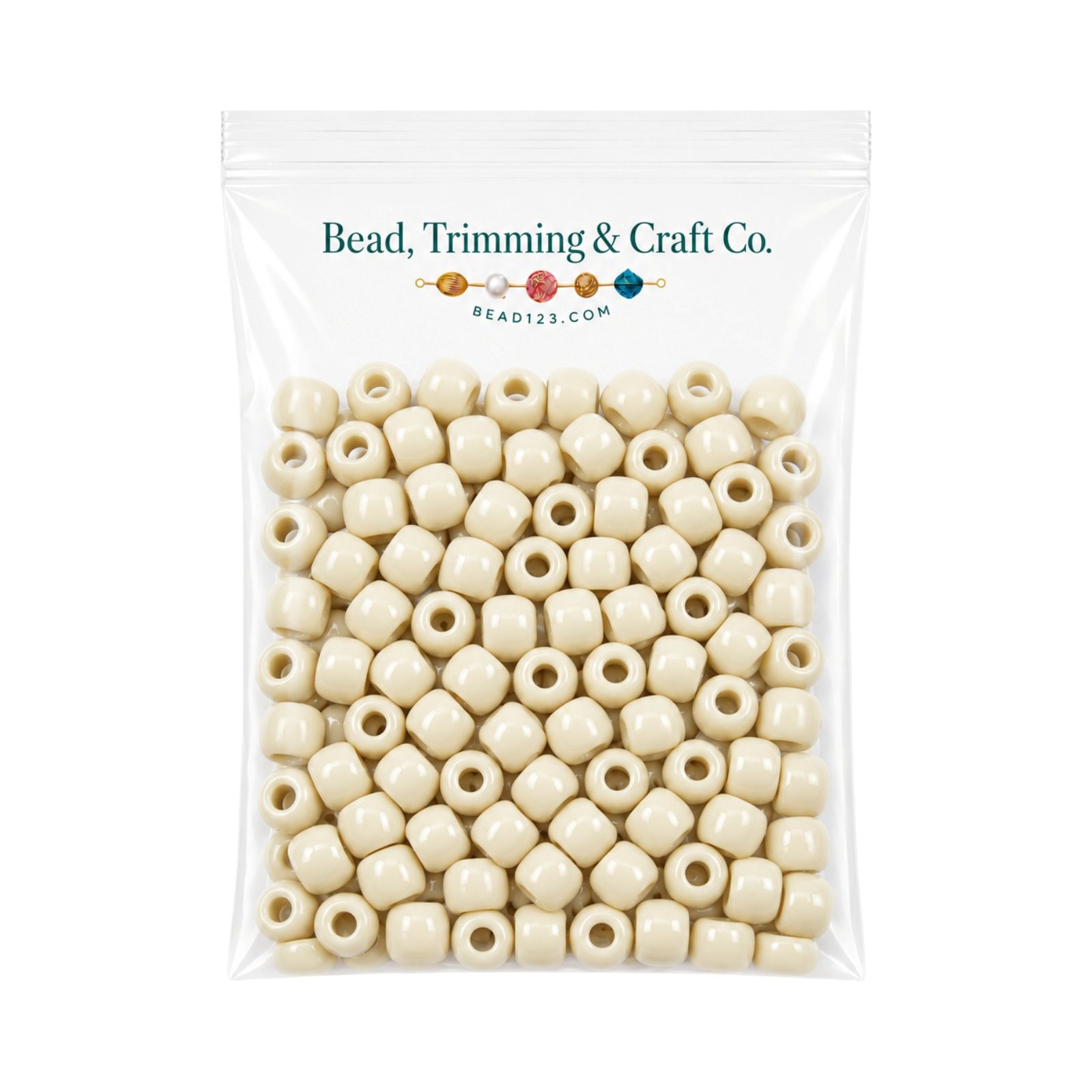 Pony Beads - 9mm - Beige - Opaque - 2000 Pieces - Made In USA
