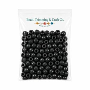 Pony Beads - 9mm - Black - Opaque - 100 Pieces - Made In USA