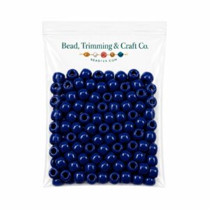Pony Beads - 9mm - Blue Dark - Opaque - 100 Pieces - Made In USA