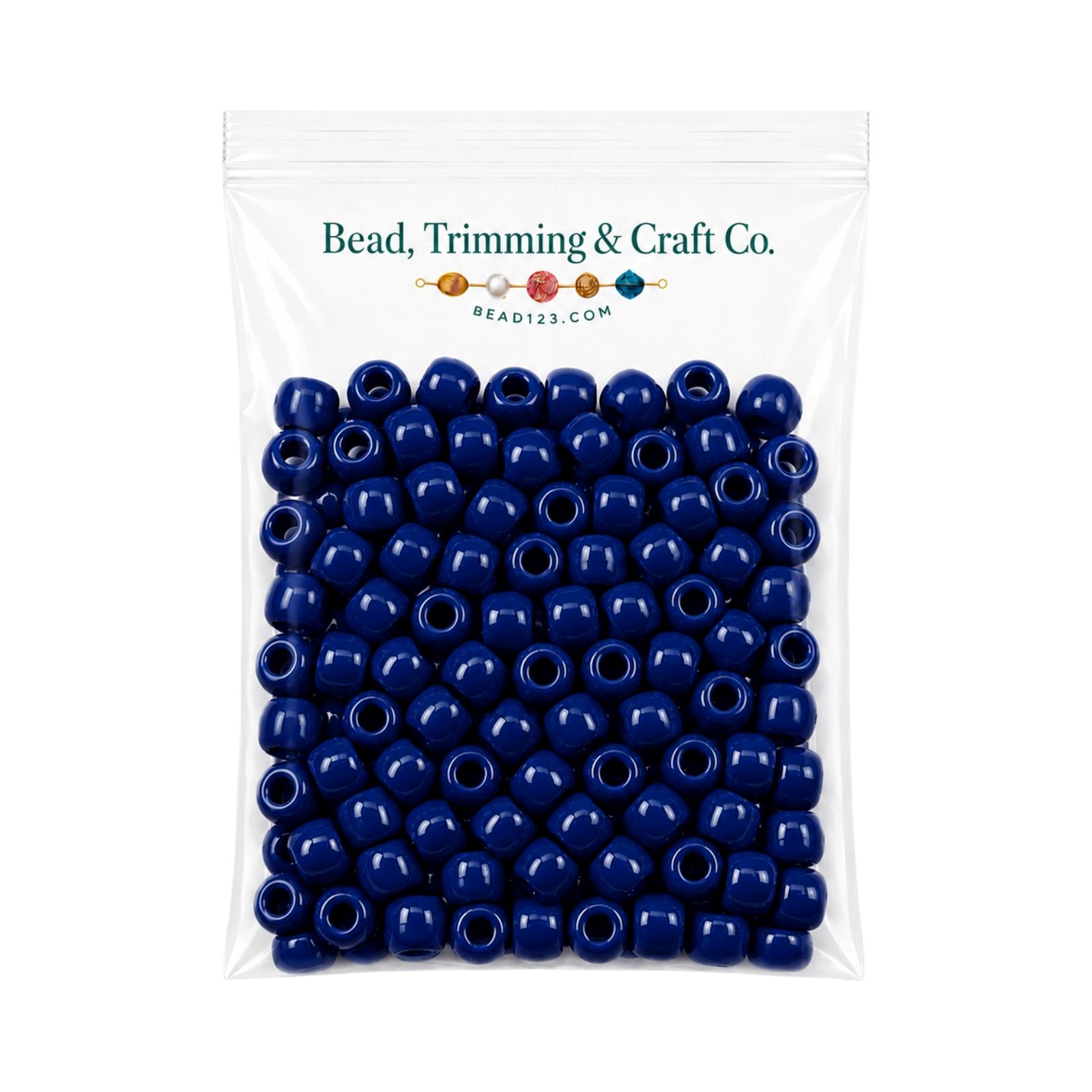 Pony Beads - 9mm - Blue Dark - Opaque - 2000 Pieces - Made In USA