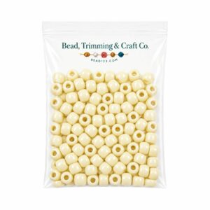 Pony Beads - 9mm - Cream - Opaque - 100 Pieces - Made In USA