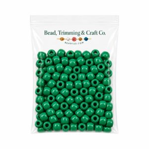 Pony Beads - 9mm - Green - Opaque - 100 Pieces - Made In USA