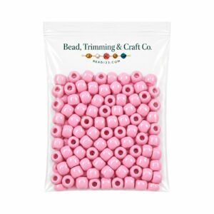 Pony Beads - 9mm - Pink - Opaque - 100 Pieces - Made In USA