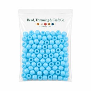 Pony Beads - 9mm - Blue Light - Pearl - 100 Pieces - Made In USA