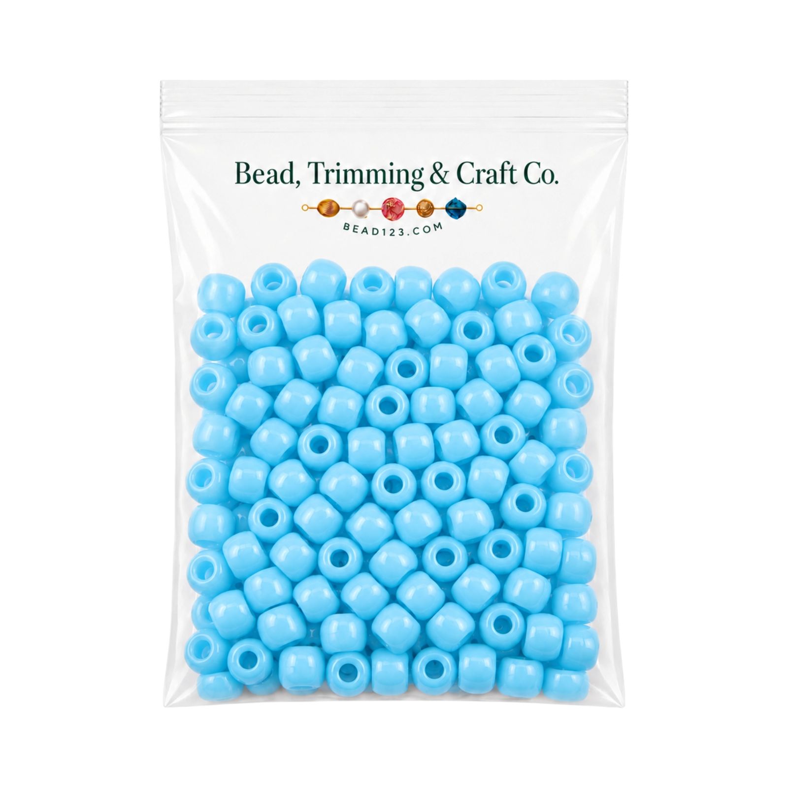 Pony Beads - 9mm - Blue Light - Pearl - 2000 Pieces - Made In USA