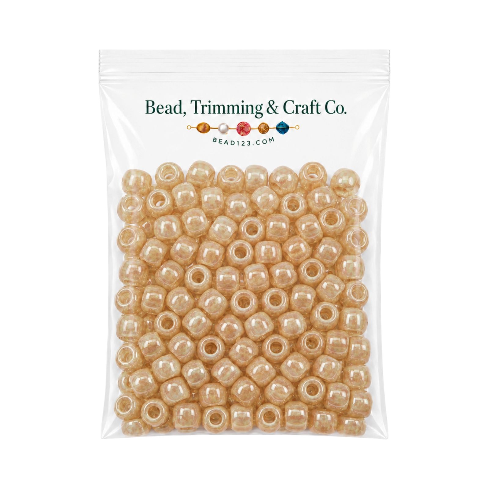 Pony Beads - 9mm - Silk - Transparent - 100 Pieces - Made In USA