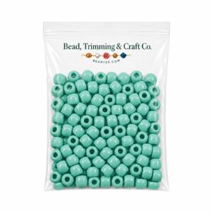 Pony Beads - 9mm - Teale - Opaque - 100 Pieces - Made In USA