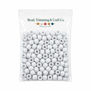 Pony Beads - 9mm - White - Opaque - 100 Pieces - Made In USA