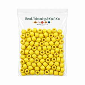 Pony Beads - 9mm - Yellow - Opaque - 100 Pieces - Made In USA