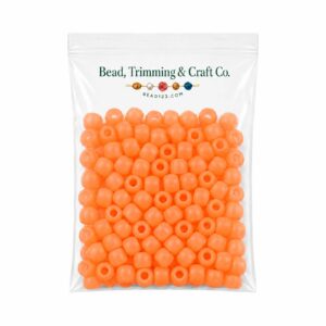 Pony Beads - 9mm - Orange - Frost - 100 Pieces - Made In USA