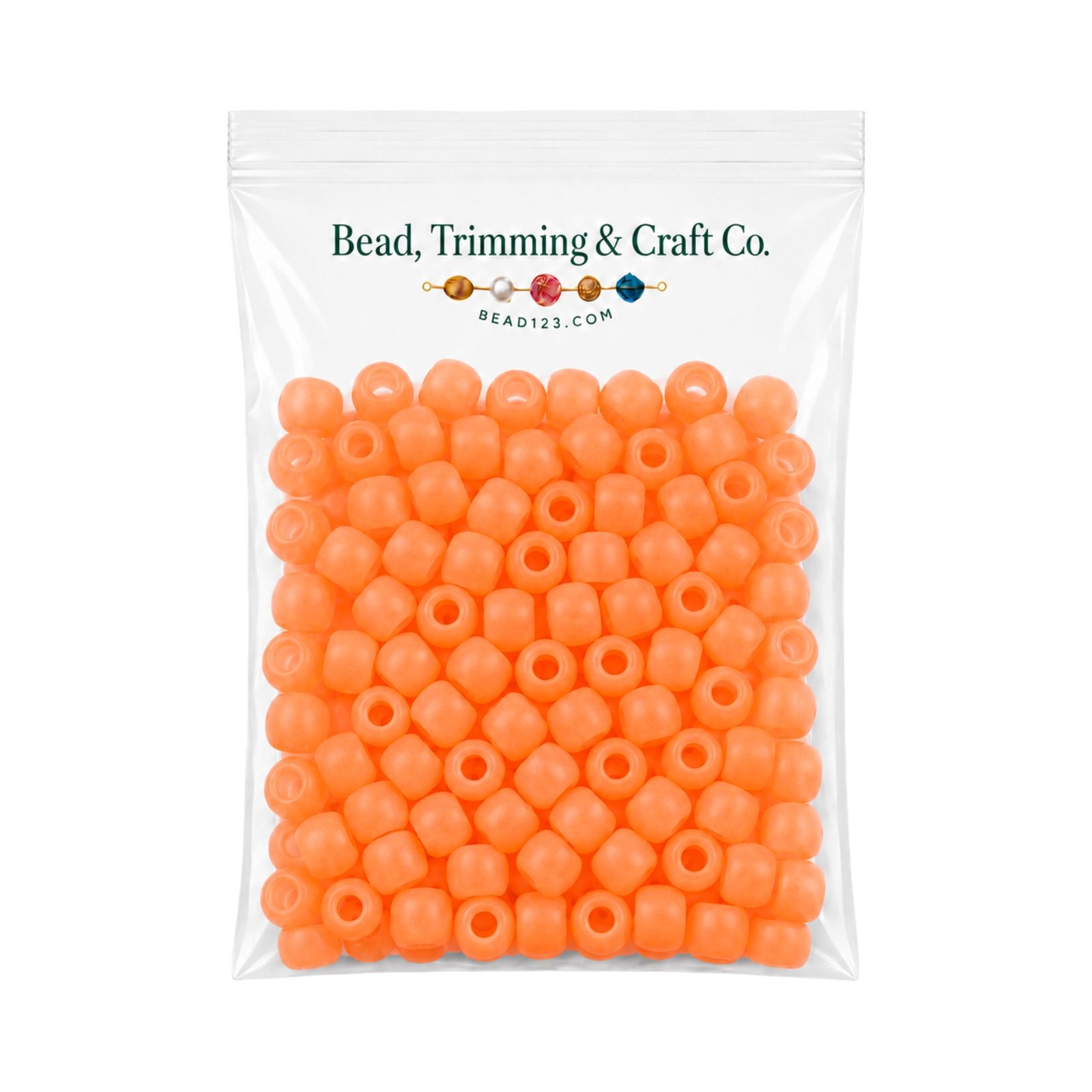 Pony Beads - 9mm - Orange - Frost - 2000 Pieces - Made In USA