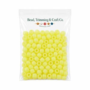 Pony Beads - 9mm - Yellow - Frost - 100 Pieces - Made In USA