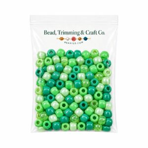 Pony Beads - 9mm - Green Mix - 100 Pieces