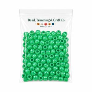 Pony Beads - 9mm - Green - Transparent - 100 Pieces - Made In USA