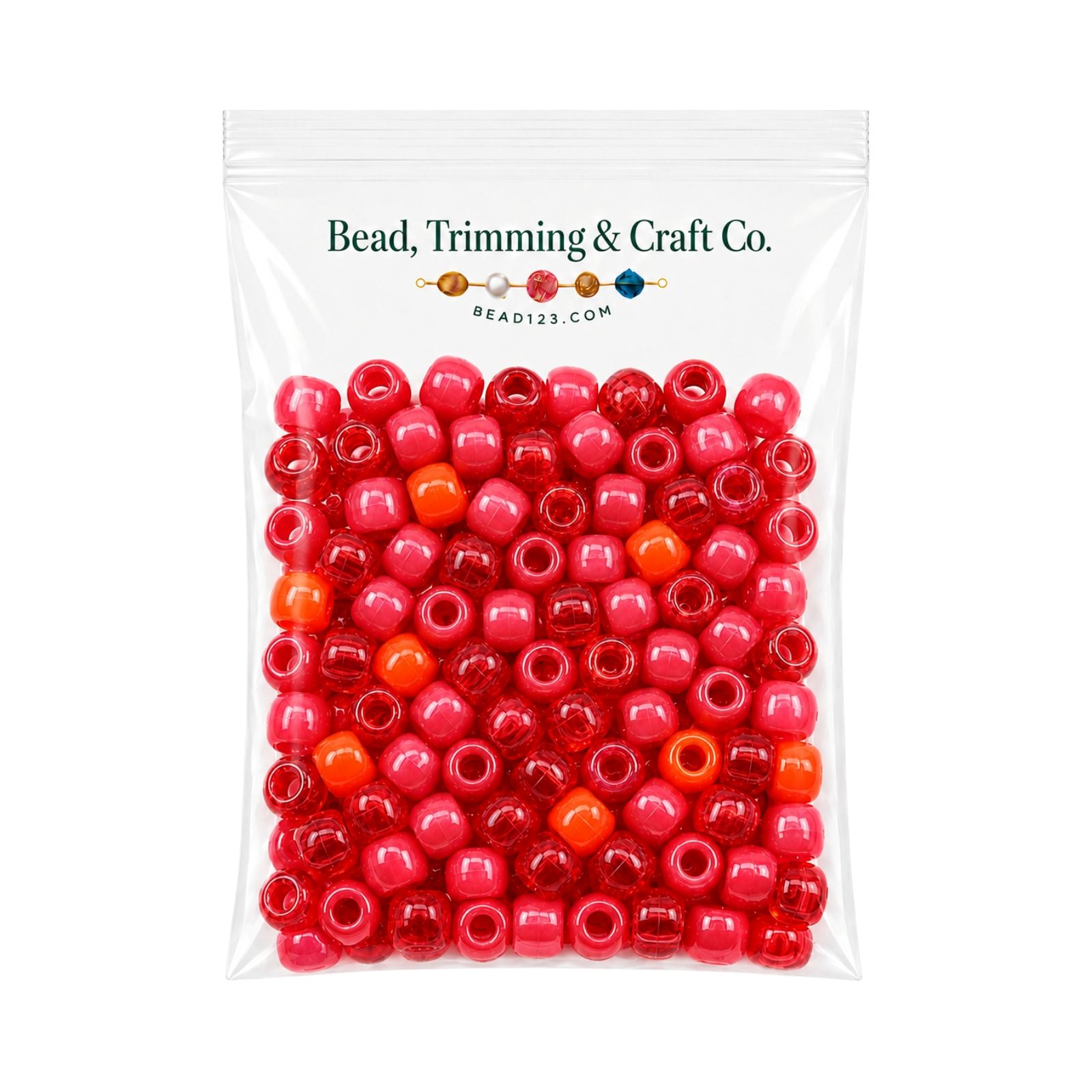 Pony Beads - 9mm - Red Mix - 100 Pieces
