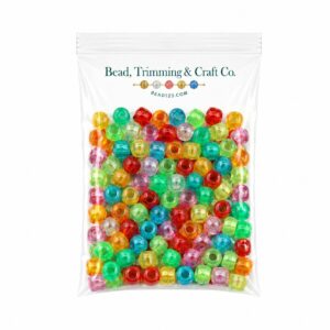 Pony Beads - 9mm - Mix Colour - Transparent - 100 Pieces