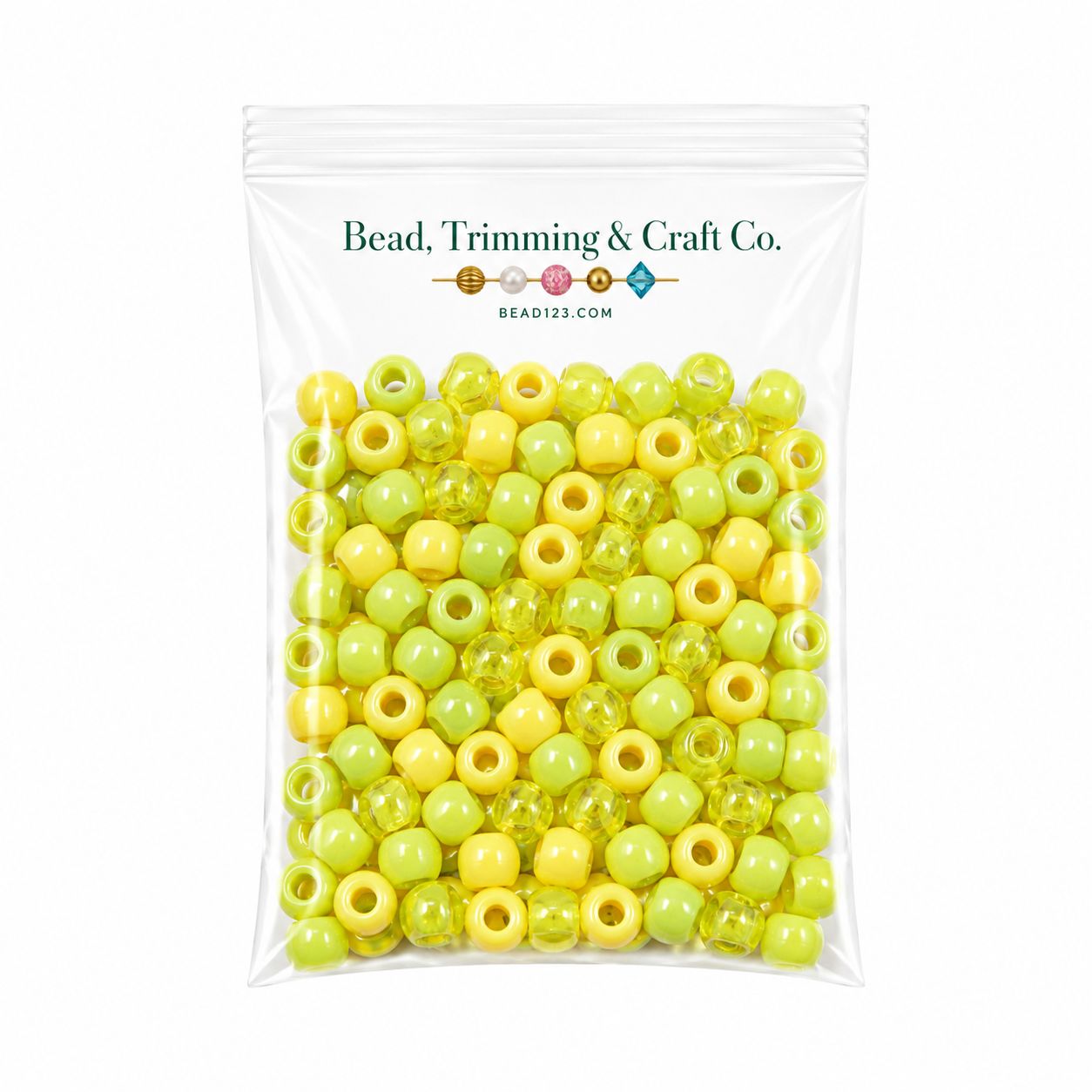 Pony Beads - 9mm - Yellow Mix - 100 Pieces