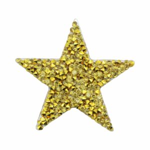 Star Motif - Heat Fix - Rock Crystal - 6cm - Gold