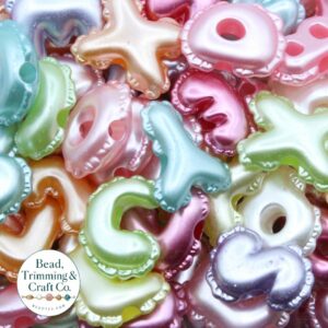 Alphabet - Bubble Beads - 20 to 25mm - Pearl Mix