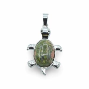 Turtle Pendant - Unakite - 35mm