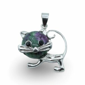 Cat Pendant - Ruby Zoisite - 30mm