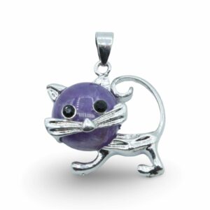 Cat Pendant - Amethyst - 30mm