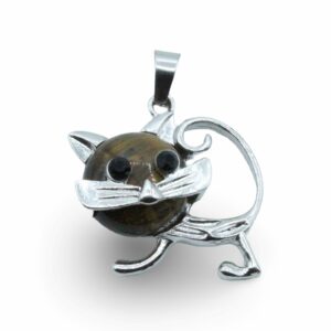 Cat Pendant - Tiger Eye - 30mm
