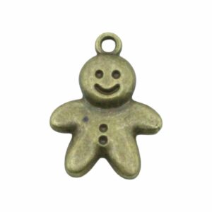 Gingerbread Man Pendant - 21mm - Brass