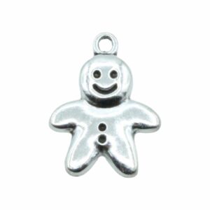 Gingerbread Man Pendant - 21mm - Ant Silver