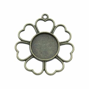 Flower Heart Setting / Pendant - 34mm - Brass