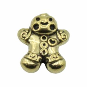 Gingerbread Man Bead - 14mm - Gold