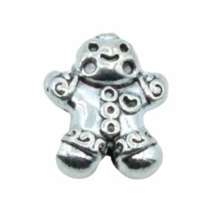 Gingerbread Man Bead - 14mm - Ant Silver