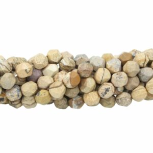 8mm Faceted Bead - Diamond Cut - Picture Jasper - 38cm Strand