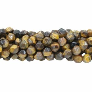 8mm Faceted Bead - Diamond Cut - Tiger Eye - 38cm Strand