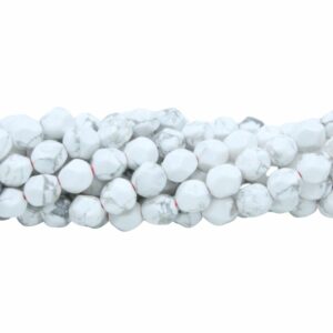 8mm Faceted Bead - Diamond Cut - Howlite - 38cm Strand