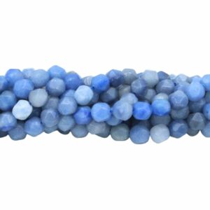 8mm Faceted Bead - Diamond Cut - Blue Aventurine - 38cm Strand