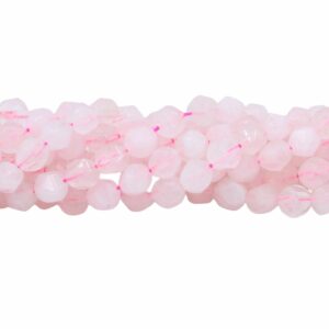8mm Faceted Bead - Diamond Cut - Rose Quartz - 38cm Strand